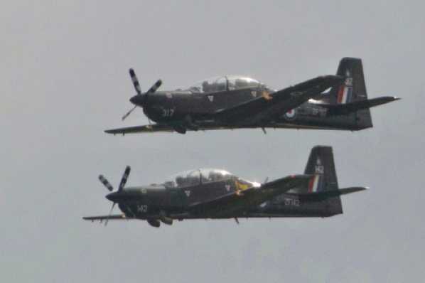 16 August 2018 - 11-18-17.jpg
Two RAF Short Tucano T1's conduct a BRNC flypast, at speed. Top is ZF317 and below ZF142. Look, some people are interested in these numbers.
#RAFTucano